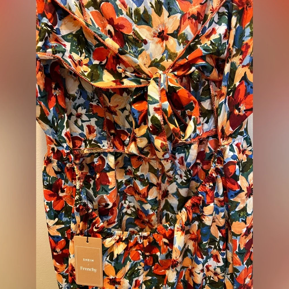 Floral Ruffle Romper with Open Back - Picture 3 of 4